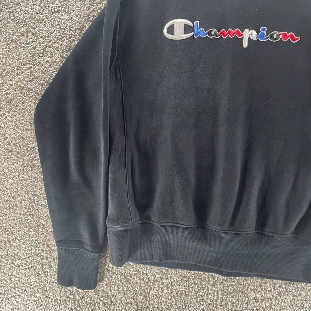 Champion Sweatshirt Mens Medium Black Reverse Weave Embroidered Spell Out Logo - Picture 5 of 11